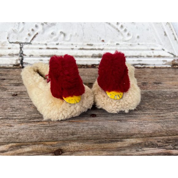 Vintage 1950s child wool Fuzzy Duck Slippers With Clicker Beak - Picture 15 of 16